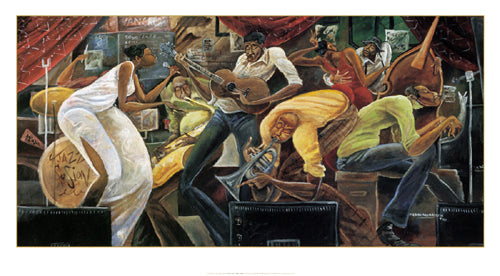 Red Hot on Cool by Frank Morrison - Abstract Wall Art Print | Vibrant Home Decor | 5.5 x 10