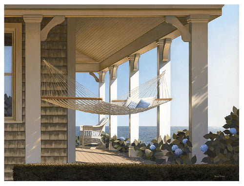 Seaside Hammock Art Print by Daniel Pollera - Coastal Wall Decor for Your Home