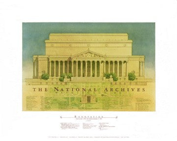 The National Archives Washington DC Art Print by Craig Holmes - Iconic US Landmark Wall Decor 19x24