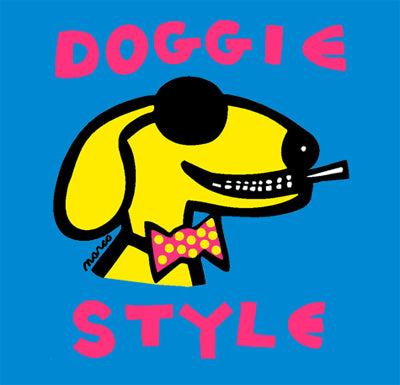 Doggie Style Blue, Small Art Print by Peter Marco - 8x8 " Wall Decor