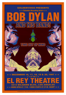 Bob Dylan El Rey Theatre 1997 Art Print by Dennis Loren - Vintage Music Wall Decor 19x13 inch
