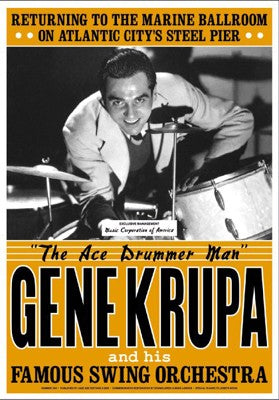 Gene Krupa, Atlantic City, 1941 Art Print - Vintage Jazz Wall Decor 24x...