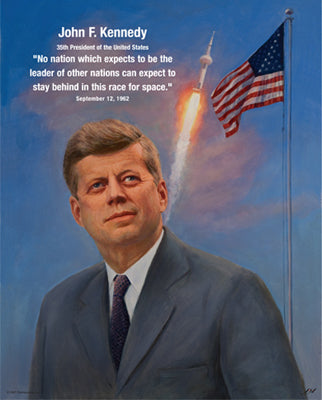 JFK Art Print by Carl Braude - Iconic Portrait Wall Décor 20 x 16