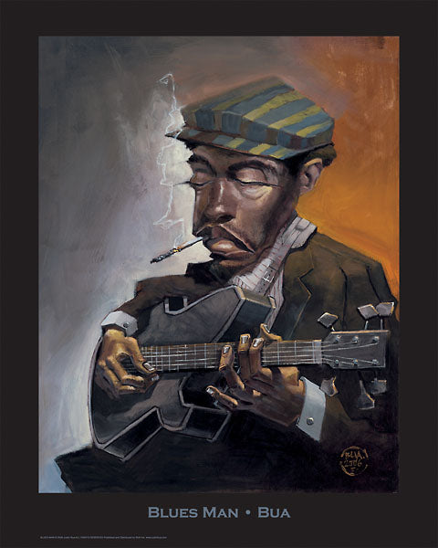 Blues Man by Justin Bua Art Print - Iconic 30x24 " Urban Wall Art Décor