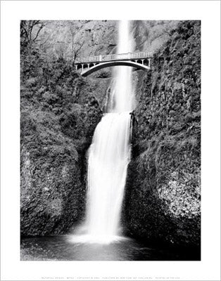 Waterfall Bridge - Serene Nature Wall Art Print 14x11 inches
