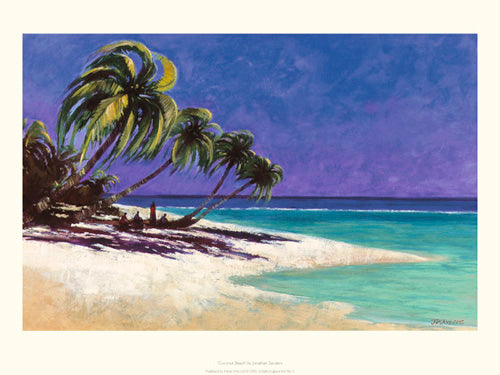 Coconut Beach Art Print by Jonathan Sanders - Coastal Wall Decor 11.8 x 15
