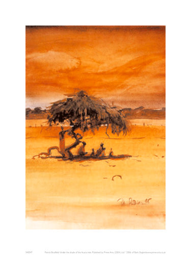 Under The Shade Of The Acacia Tree by Patrick Bradfield - Serene Landscape Wall Art Print 15.7 x 11.8