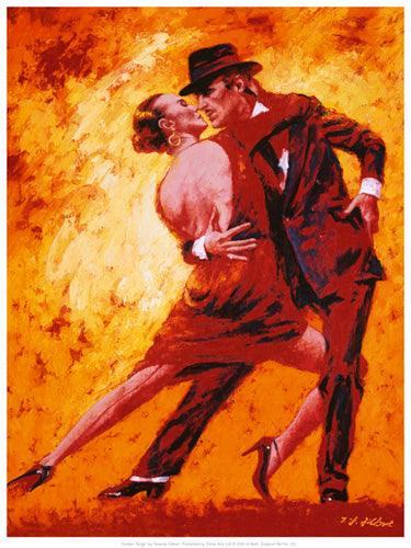 Golden Tango Art Print by Terence Gilbert - 15.7 x 11 Wall Decor | Modern Dance Art