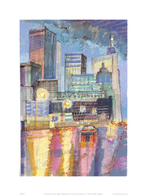 City Lights by Michael Pell Art Print - Modern Urban Wall Decor 15.75 x 11.75