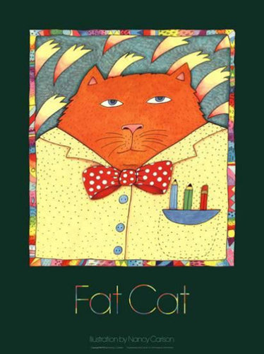 Fat Cat Art Print by Nancy Carlson - Charming Feline Wall Décor 24 x ...
