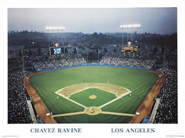 Chavez Ravine, Dodgers' Stadium Art Print by Ira Rosen - Vintage Baseball Wall Decor 18x24 Inch