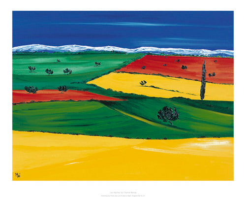 Les Alpilles by Chantal Mahay - Abstract Landscape Wall Art Print 15.7 inch