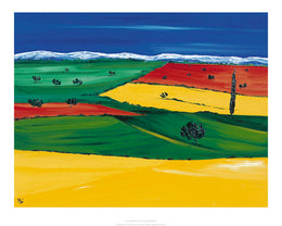 Les Alpilles by Chantal Mahay - Abstract Landscape Wall Art Print 15.7 inch