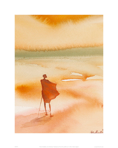 Lone Herdsman by Patrick Bradfield - Western Landscape Wall Art Print 19.7 x 13.7 inches