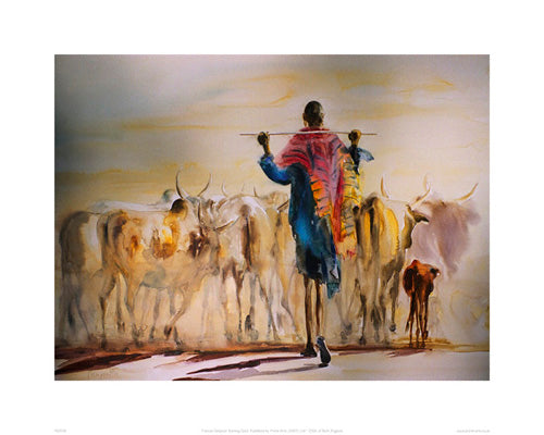 Evening Gold by Frances Simpson - Abstract Landscape Art Print | 15.7 x 19.75 " Wall Decor