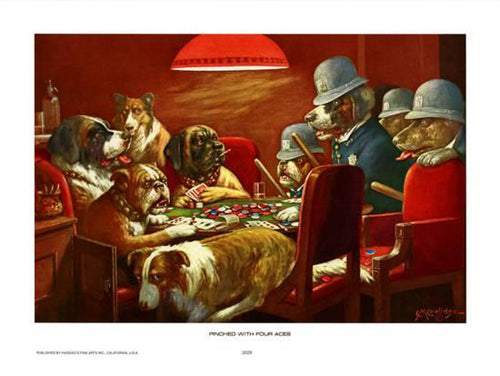 Pinched with Four Aces by C.M. Coolidge Wall Art Décor 12 x 16 inch Art Print