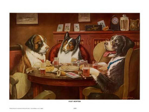 Post Mortem by C.M. Coolidge Art Print - Buy Online | Dogs Playing Poker Wall Art