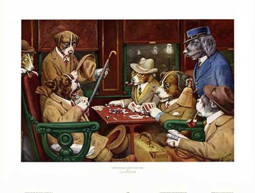 His Station and Four Aces by C.M. Coolidge - Iconic Dogs Playing Poker Art Print | Shop Now