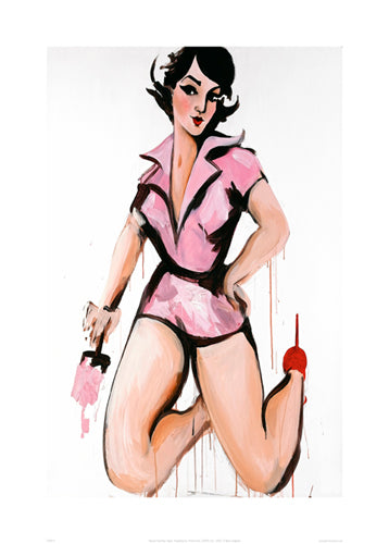 Pink Painter by Kate Marshall - Abstract Art Print, 27.6 x 19 Wall Decor