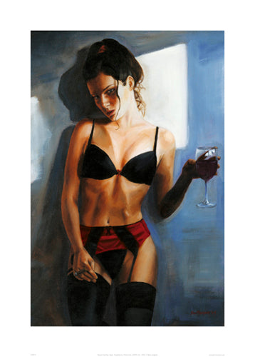 Red Ribbon III Art Print by Carl BouMansour - Abstract Modern Wall Decor | 27.6 x 1... Inches