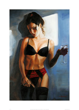 Red Ribbon III Art Print by Carl BouMansour - Abstract Modern Wall Decor | 27.6 x 1... Inches