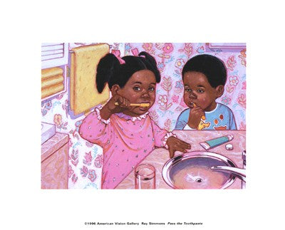 Pass the Toothpaste Art Print by Ray Simmons - 8x10 " Wall Decor