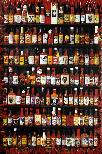 Framed Outrageous Hot Sauces by Jennifer Trainer Thompson | 36 x 24
