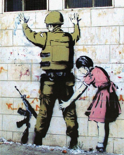 Framed Art Girl Searching Soldier by Banksy | 11 x 14