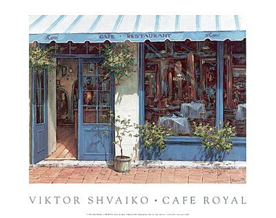 Cafe Royal by Viktor Shvaiko - Modern Impressionist Cityscape Art Print | 11.75 x 15.75 Wall Decor