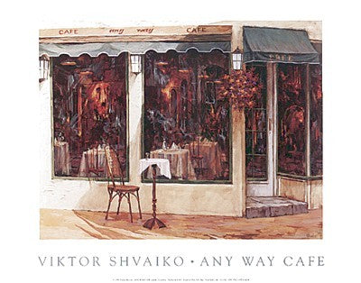 Any Way Cafe Art Print by Viktor Shvaiko - Modern Cityscape Wall Decor