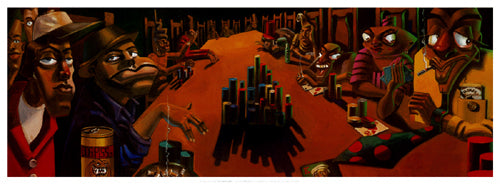 The Poker Game by Justin Bua - Urban Art Print for Home & Office Decor