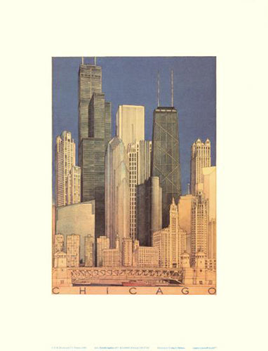 Chicago Cityscape Art Print by Craig Holmes - Modern Wall Decor 17 x 40 inch