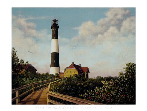 West Channel Lighthouse Mini Art Print by Daniel Pollera - Coastal Wall Decor 9x11.875