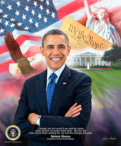 Framed Barack Obama 2015 by Wishum Gregory | 24 x 20