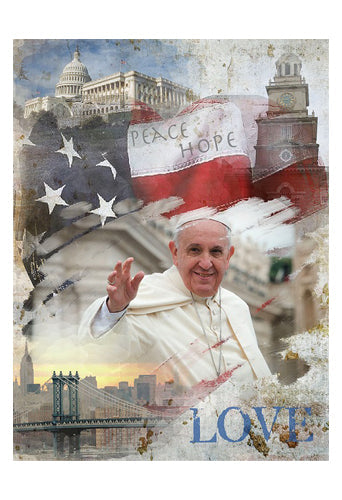 Framed Pope Francis: Peace, Hope, Love 19 x 13