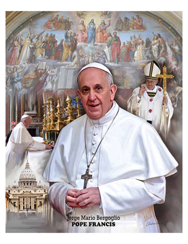 Framed Pope Francis by Wishum Gregory | 11 x 8 ½