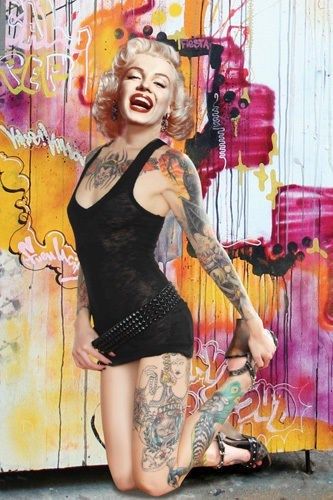 Framed Marilyn: Tattoos (Graffiti Wall) 18 x 12