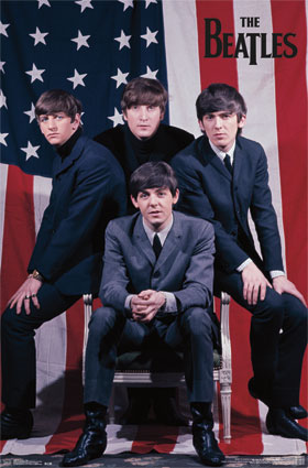 Framed The Beatles: US Flag 34 x 22 3/8