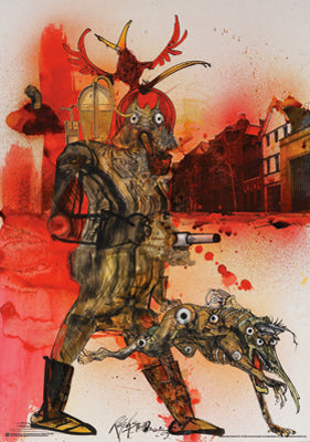 Framed Hell Hound Fahrenheit 451 by Ralph Steadman | 33 ½ x 23 ½