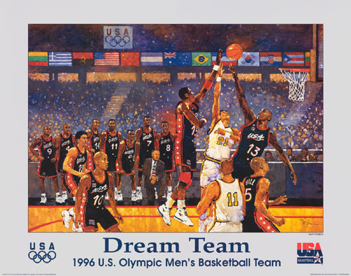 Framed Dream Team: 1996 US Olympic Men's Basketball Team by Bart Forbes