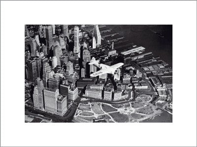 Speed Plane Over NYC Art Print by New York Collection - Iconic Cityscape Wall Decor 11.875 x 15.375
