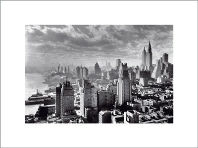 East River Waterfront Art Print by New York Collection - 11 7/8 x 15 3/4 " Wall Decor