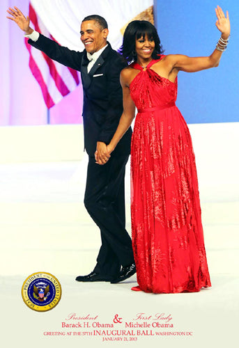Framed President Barack Obama & First Lady Michelle Obama Greeting at the ...