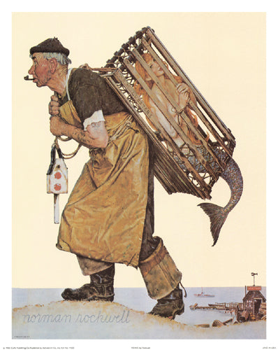 Framed Fishing by Norman Rockwell | 15 x 12