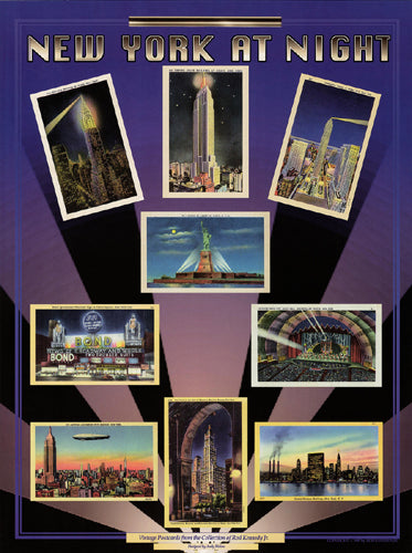 Framed New York at Night: Vintage Postcards by Andy Hickes