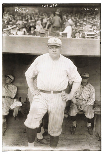 Framed Babe Ruth at Yankees Dugout, 1921 18 x 12