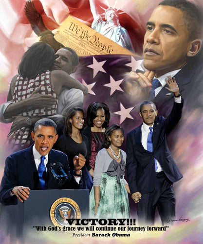 Victory!: President Barack Obama 2012 Art Print by Wishum Gregory
