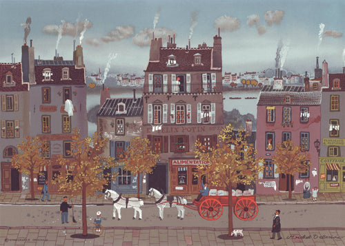Framed Marchand de Farine by Michel Delacroix | 12 3/8 x 17 1/4