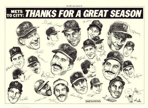 Framed 1986 Mets: Thanks for a Great Season by Bill Gallo | 10 7/8 x 14 7/...