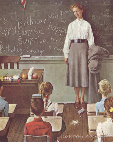 Framed Happy Birthday, Miss Jones by Norman Rockwell | 14 x 11